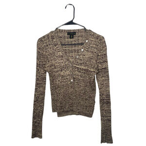House of Harlow 1960 Brown Marled V-Neck Sweater
